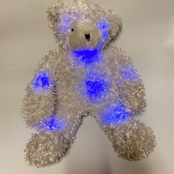Cepia Glo E Bear White Shaggy Curly Color Kinetics 16" Light Up Plush Lovey Toy - Picture 13 of 16